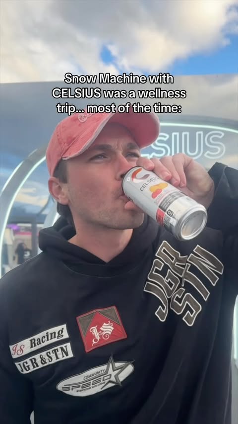 Instagram post by @mackenziemcintyre for CELSIUS Energy Drink. Caption reads: Snow Machine with CELSIUS was a wellness trip in....