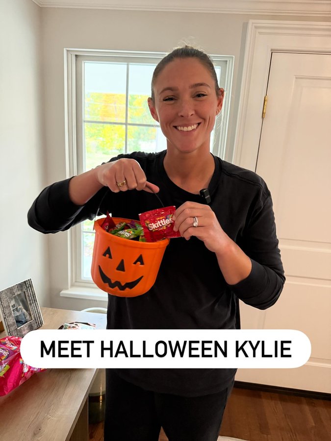 Instagram post by @nglwithkylie for SKITTLES. Caption reads: Spooky season is here! Here’s how @kykelce is....