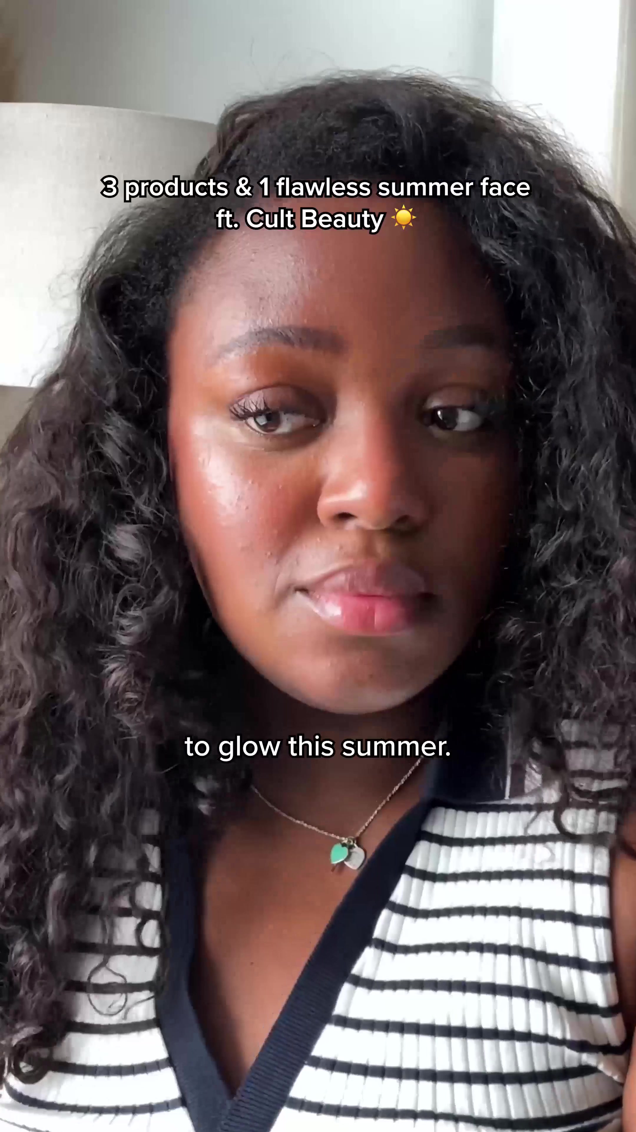 TikTok post by @ammeliamae for Cult Beauty. Caption reads: You only need 3 products to be that girl this....