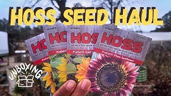 YouTube post by @saltydawghomestead for Grunt Style. Caption reads: Hoss Seed Haul Unboxing: What My 10% Off Got Me!.
