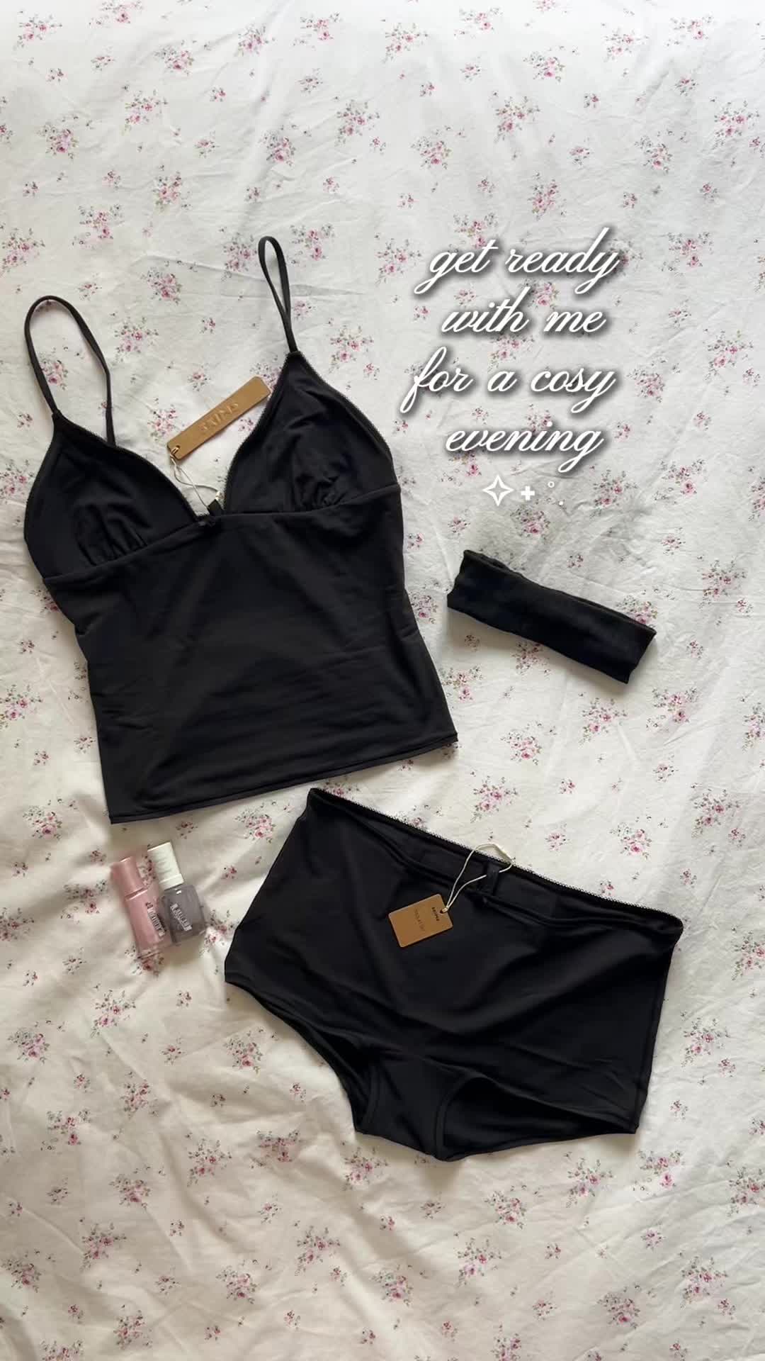 TikTok post by @lilytodos for Skims. Caption reads: absolutely obsessed with my new @SKIMS fits....