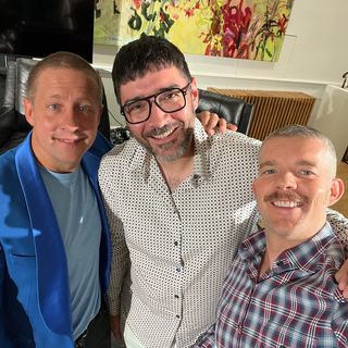 Instagram post by @russelltovey for Champagne Ruinart. Caption reads: 💙 💙💙 @TalkArt LIVE with @Ruinart and leading....