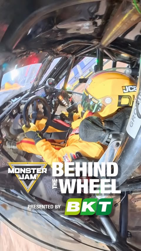 Instagram post by @bkt.sport for Monster Jam. Caption reads: We’re going BKT Behind The Wheel with Monster Jam....