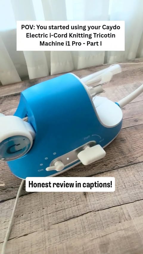 Instagram post by @jarfulofknots for Caydo. Caption reads: Caydo Electric i-Cord Knitting Tricotin Machine....