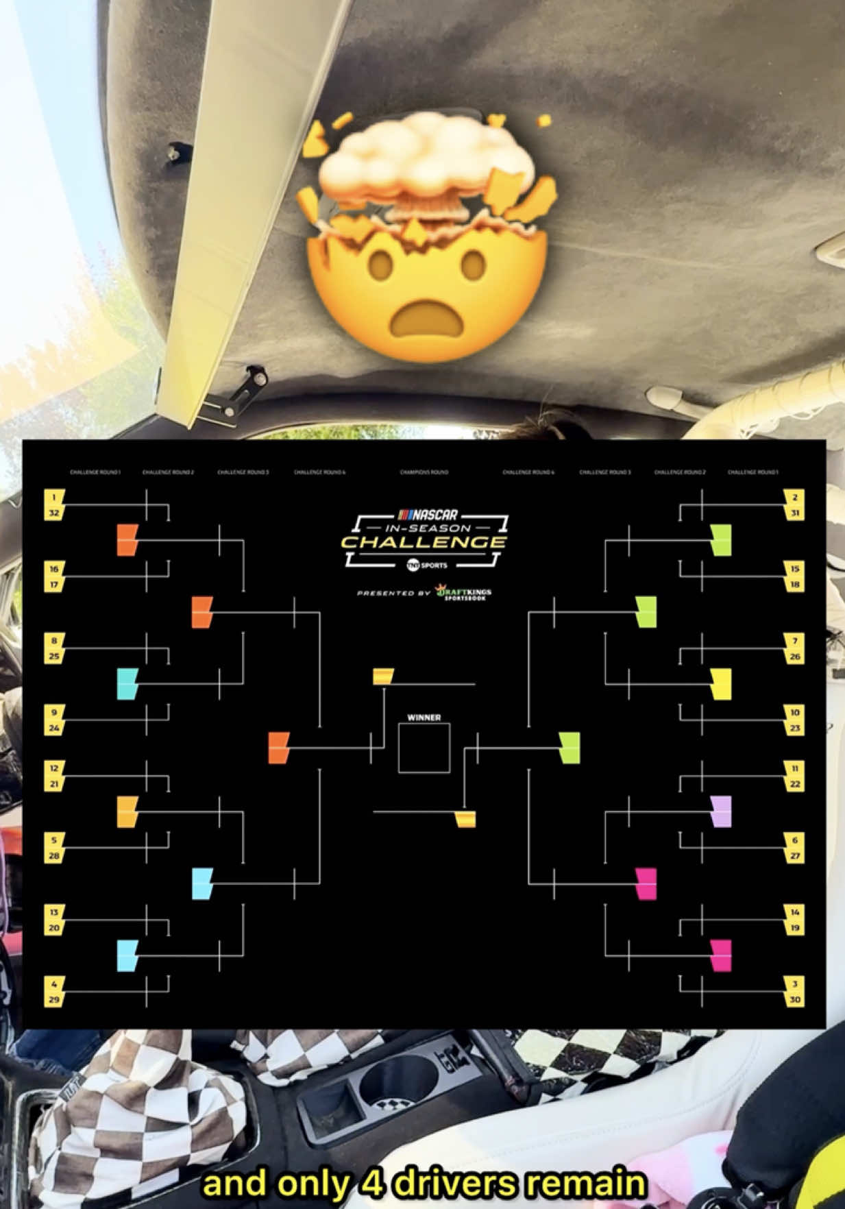 TikTok post by @anataliav for NASCAR. Caption reads: [...] race to win it all? 💸🏆 Follow all the....