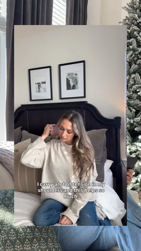 Instagram post by @mandynicolebarker for Therabody. Caption reads: [...] stocking stuffer this holiday season....