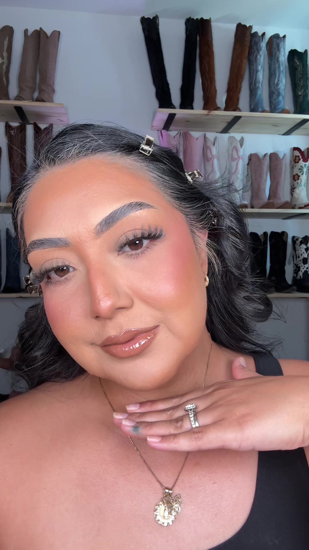 TikTok post by @lorraineehrhardt for LIVE TINTED. Caption reads: [...] #blushbronzer #blush #makeup @Live Tinted.