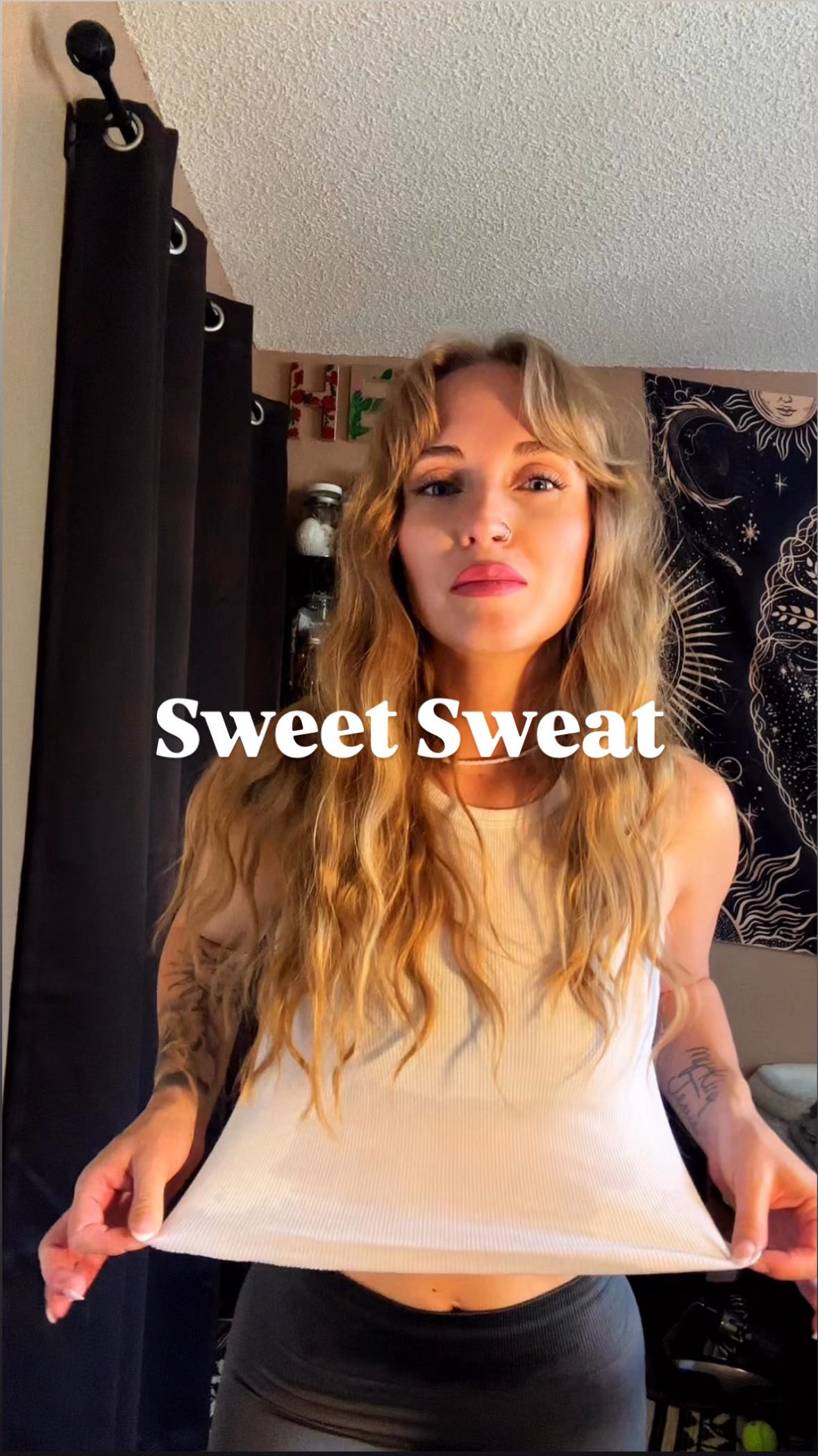 Instagram post by @brookeweiman for Sweet Sweat. Caption reads: An essential and one of my favorites to cut water....