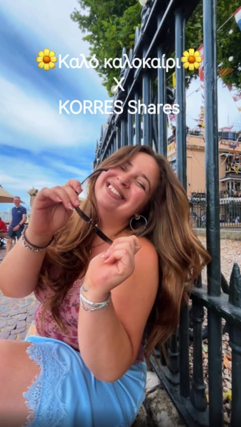 Instagram post by @margomytili for KORRES. Caption reads: [...] yourselves & keep shining! Εγώ και ή....