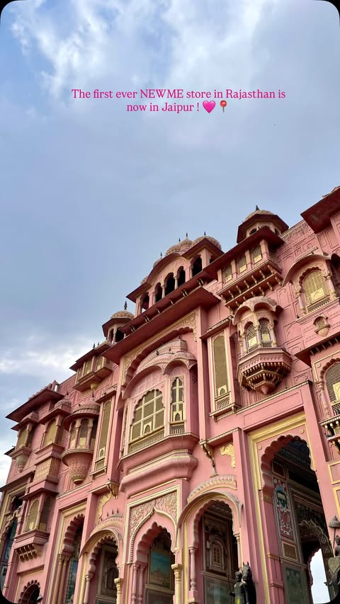 Instagram post by @audacious_apoorva for NEWME. Caption reads: Pink just got permanent in Jaipur 💗😍 Newme’s....