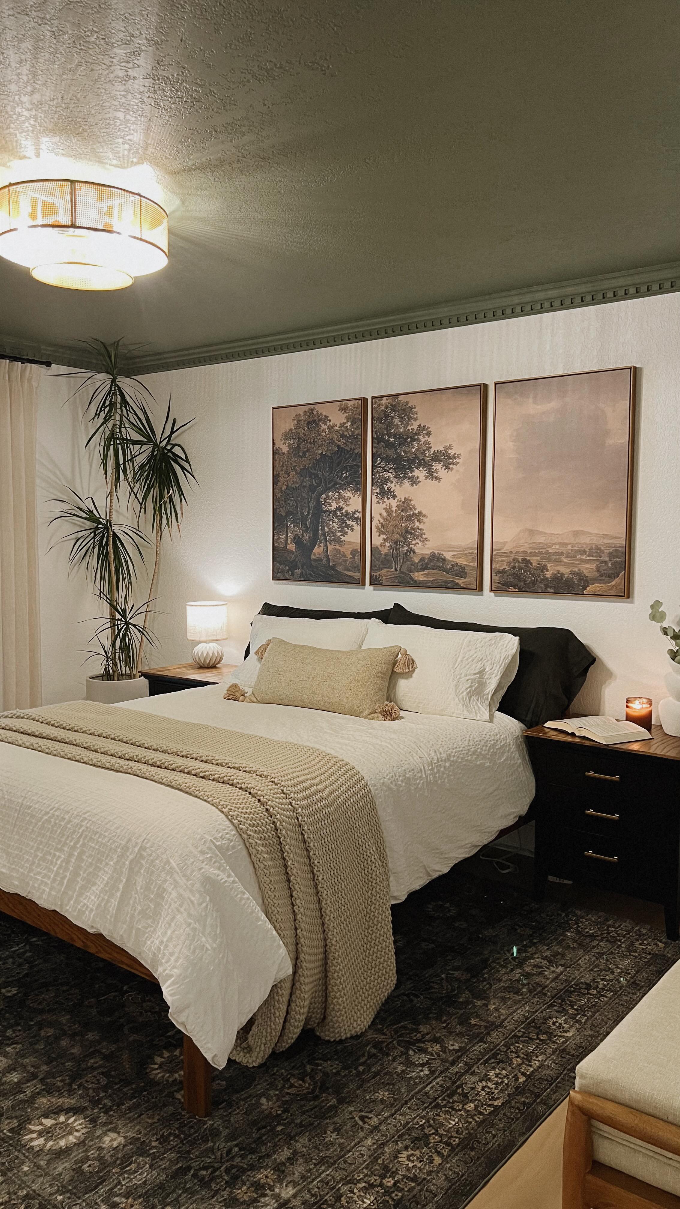 Instagram post by @swayhome.renovations for Valspar. Caption reads: [...] bedroom REVEAL! ✨ when we found out....