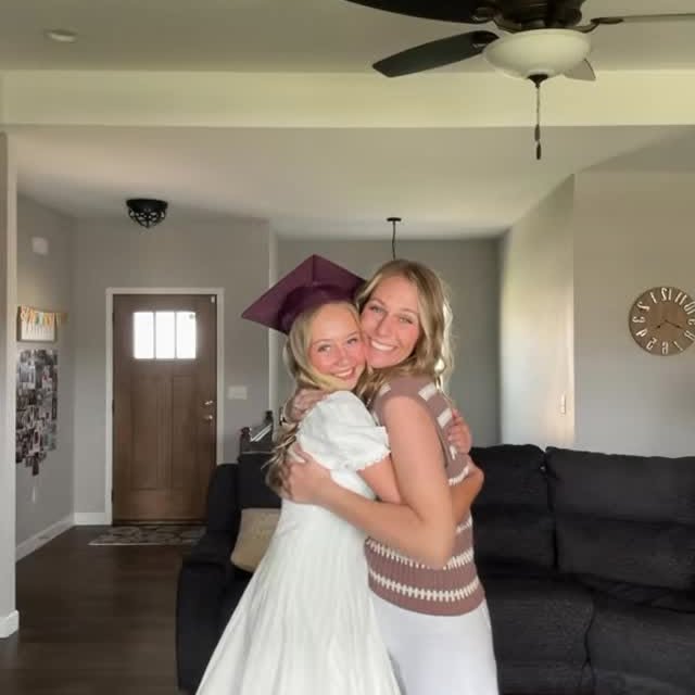 Instagram post by @filmedbybrookexo for Hello Molly. Caption reads: graduation🥹 • • • • Dress - @hellomolly 😍.