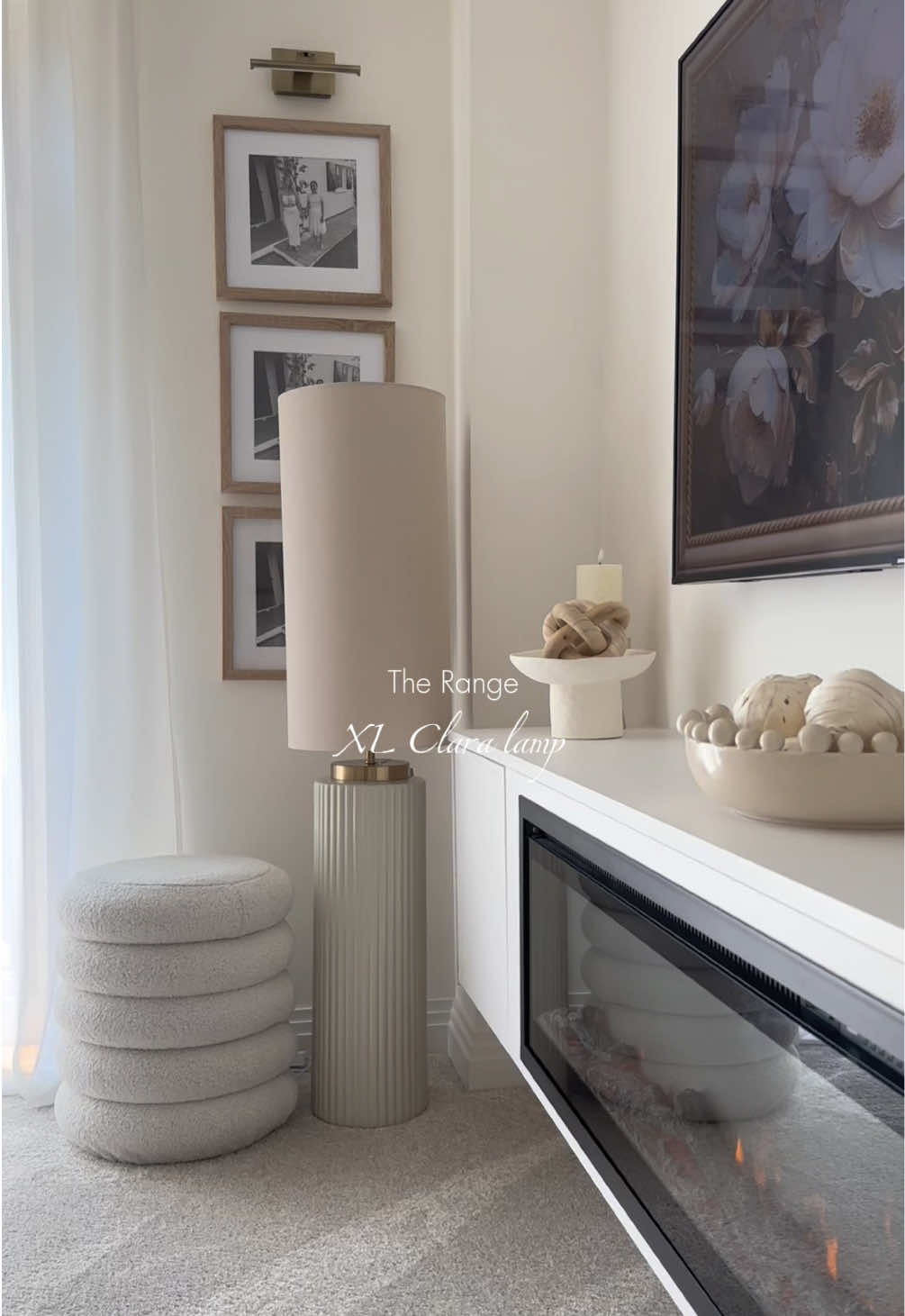 TikTok post by @homelifewithbee for The Range. Caption reads: POV - You get your hands on the new XL Clara lamp....