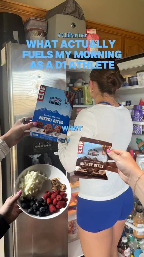 Instagram post by @camimerickel for CLIF BAR. Caption reads: [...] my day as a D1 athlete, ft. @clifbar 🤭....