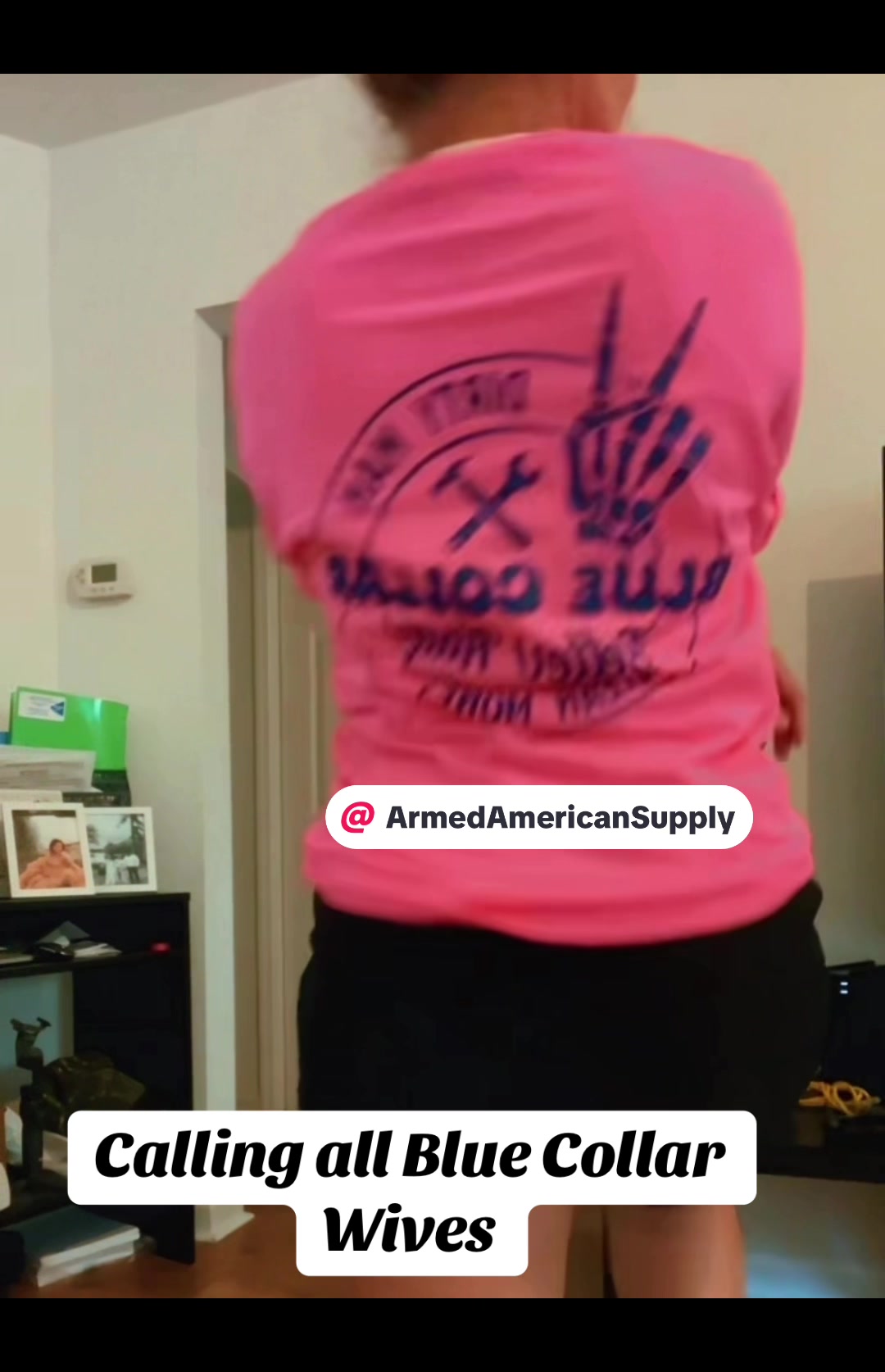 TikTok post by @scorpiophoenix74 for Armed American Supply. Caption reads: [...] #bluecollar #betterhalf #armedamericansupply....