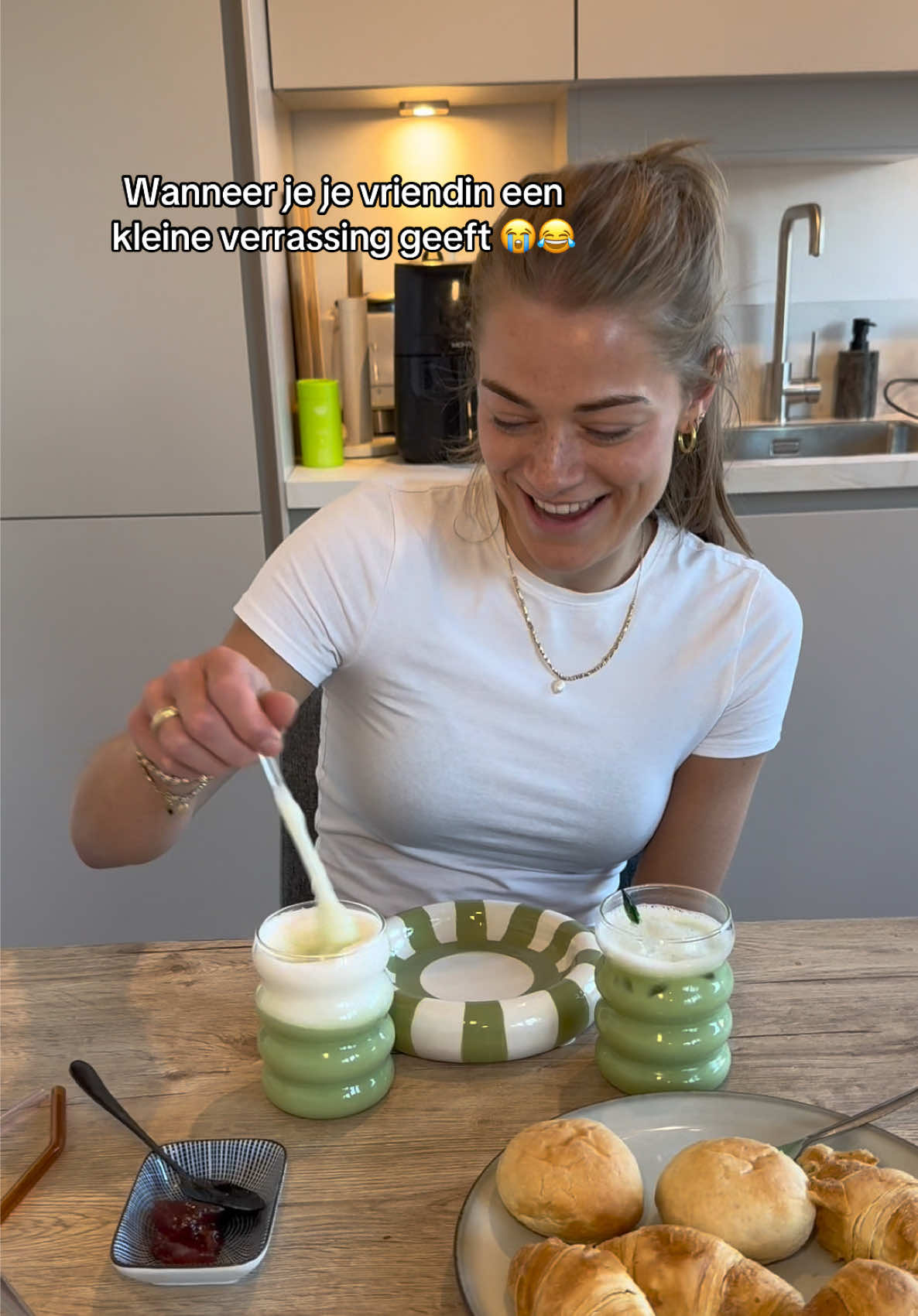 TikTok post by @maikandmarit for Alpro. Caption reads: Kleine verrassing en ook gelijk de eerste keer....