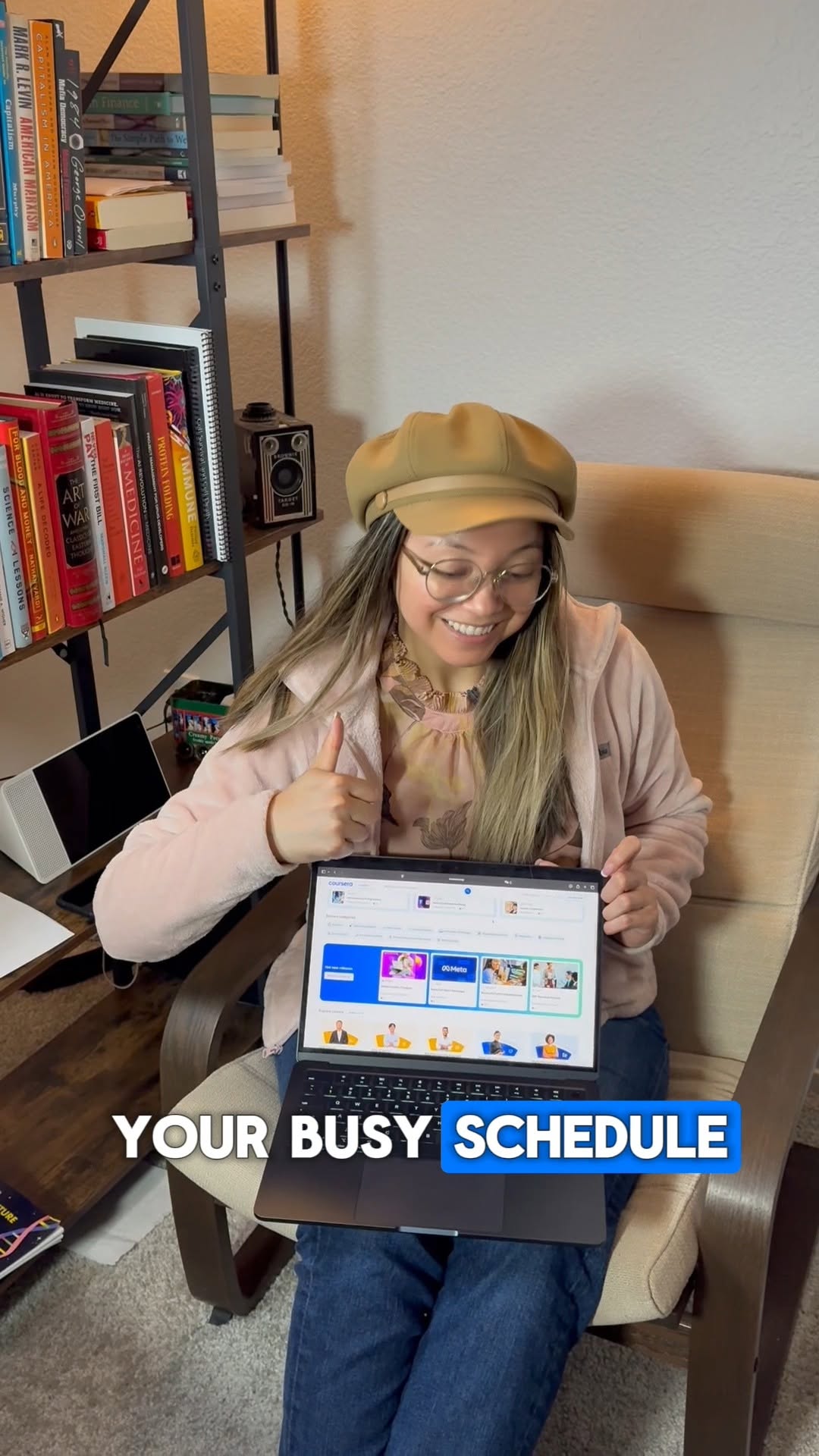 Instagram post by @the.alexandrialee for Coursera. Caption reads: #ad @coursera Juggling my full-time job and....