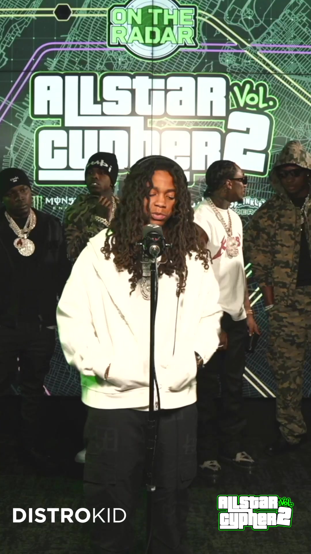 TikTok post by @ontheradarradio for DistroKid. Caption reads: [...] OTR All Star Cypher Vol. 2 Powered by:....