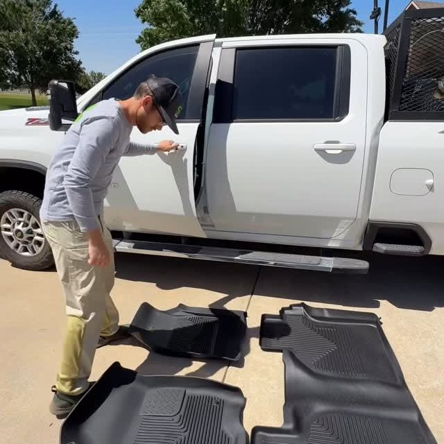 Instagram post by @sbmowing for RealTruck. Caption reads: [...] Liners Weatherbeater Floor Liners from....