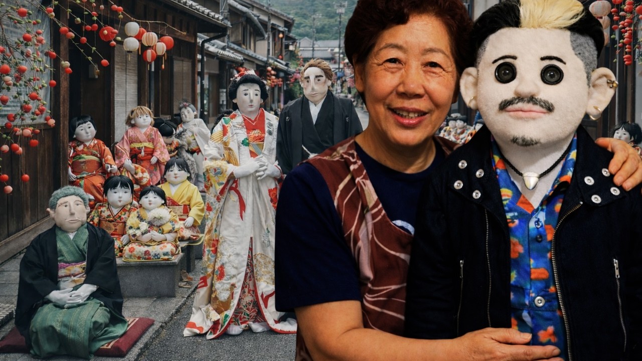 YouTube post by @Japatonic for Civitatis. Caption reads: 👻 I Found 200 Scarecrows in a Rural Japanese....