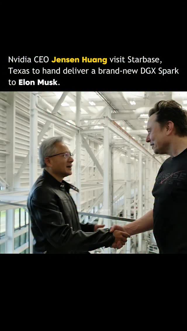 Instagram post by @entrepreneurscom for NVIDIA. Caption reads: NVIDIA CEO Jensen Huang delivers the now available....