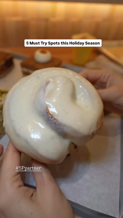 Instagram post by @briancantstopeating for Sanpellegrino. Caption reads: 5 Spots to visit this holiday season in NYC! Be....