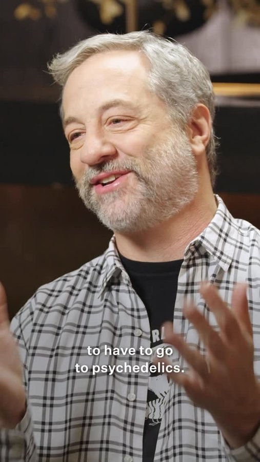 Instagram post by @juddapatow for Bustle. Caption reads: Can’t tell if this is my sign to do psychedelics…....