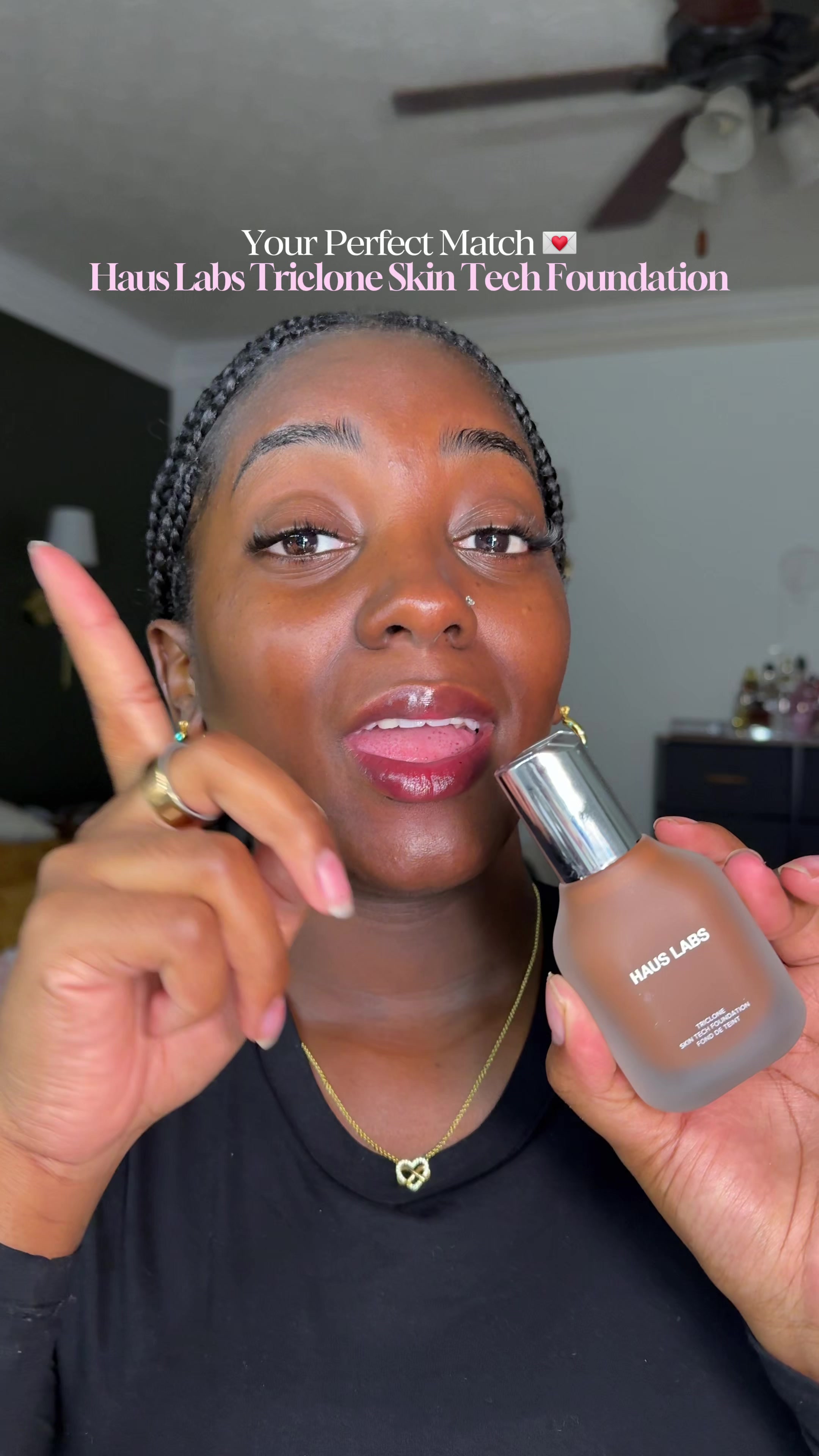 TikTok post by @janiaaliyah for Haus Labs. Caption reads: [...] shade matched at Sephora 🤩 #AD the @Haus....
