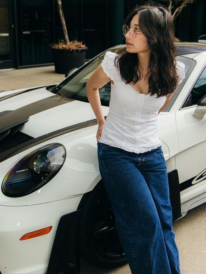 Instagram post by @f1elly for Porsche USA. Caption reads: Pretty car🤍

#gt3rs #porsche.