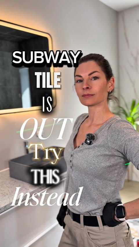 Instagram post by @tilersworldtalkpage for Blåkläder. Caption reads: Subway tile is out and classic basketweave is in!....