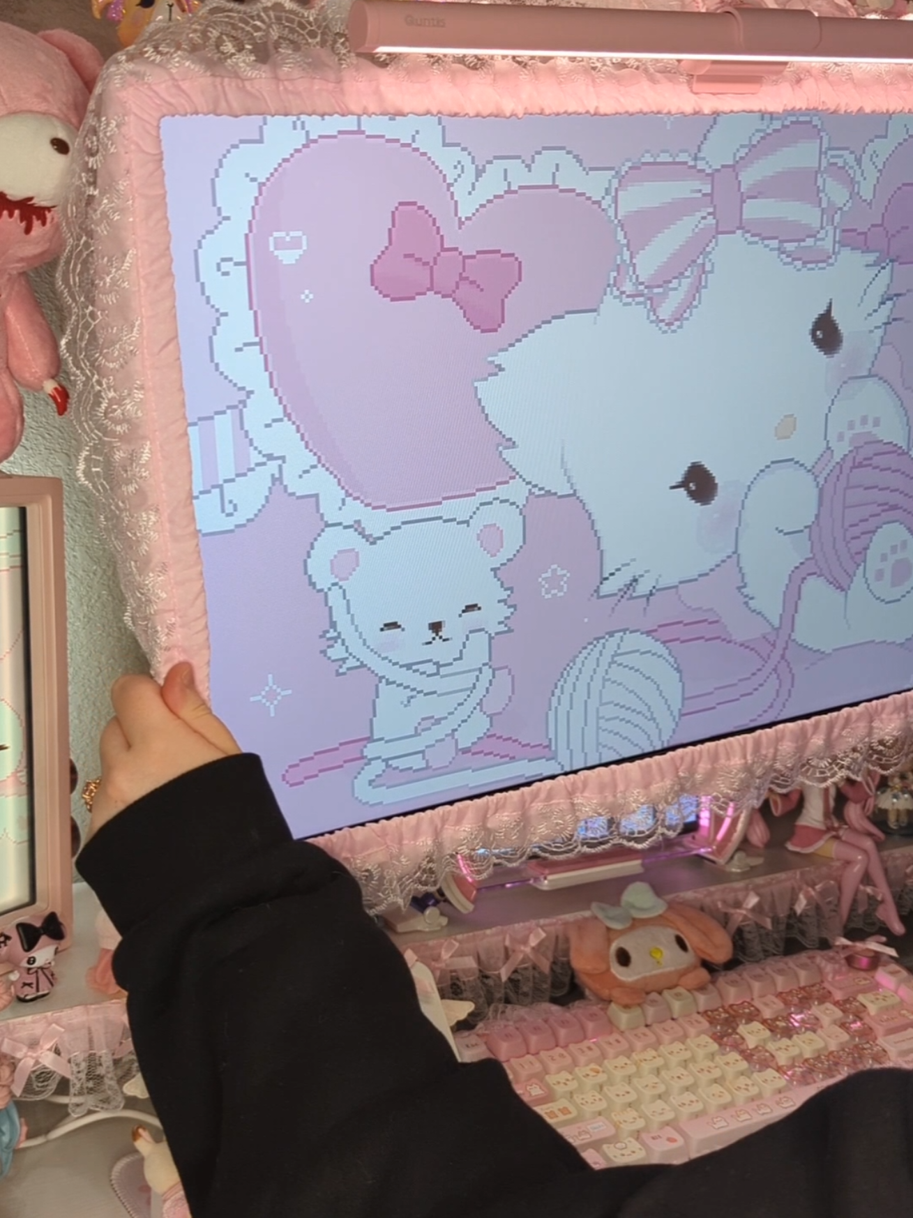 TikTok post by @himegotchi for HUANUO. Caption reads: Get your @HUANUO monitor arm before the black....