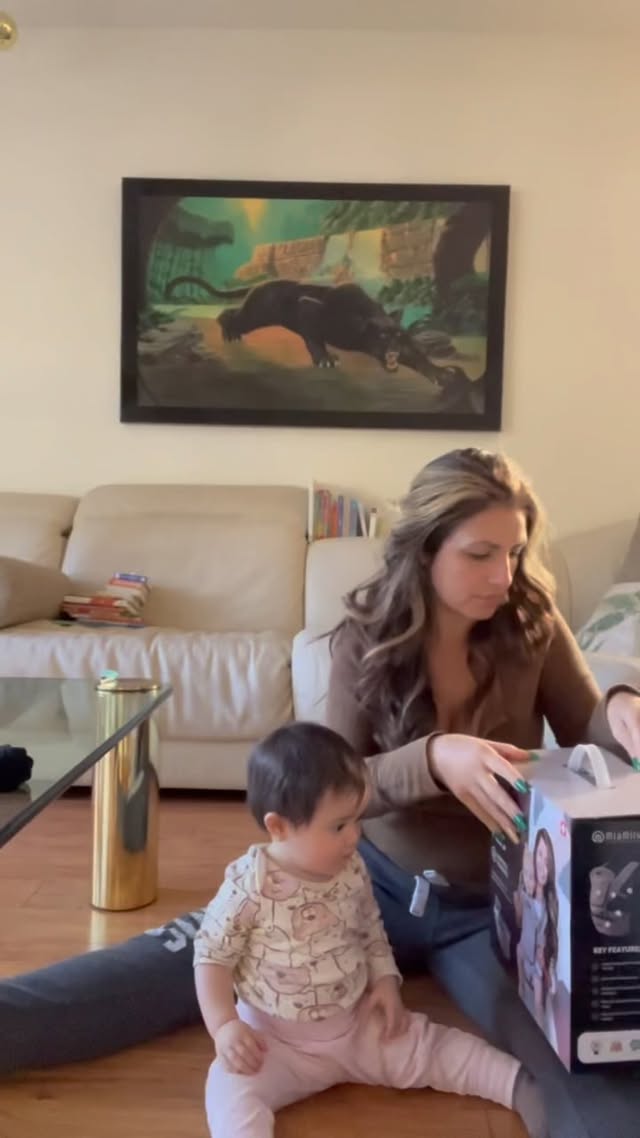 Instagram post by @itsvalvasquez for MiaMily. Caption reads: Another Baby Carrier Review (& unboxing)....