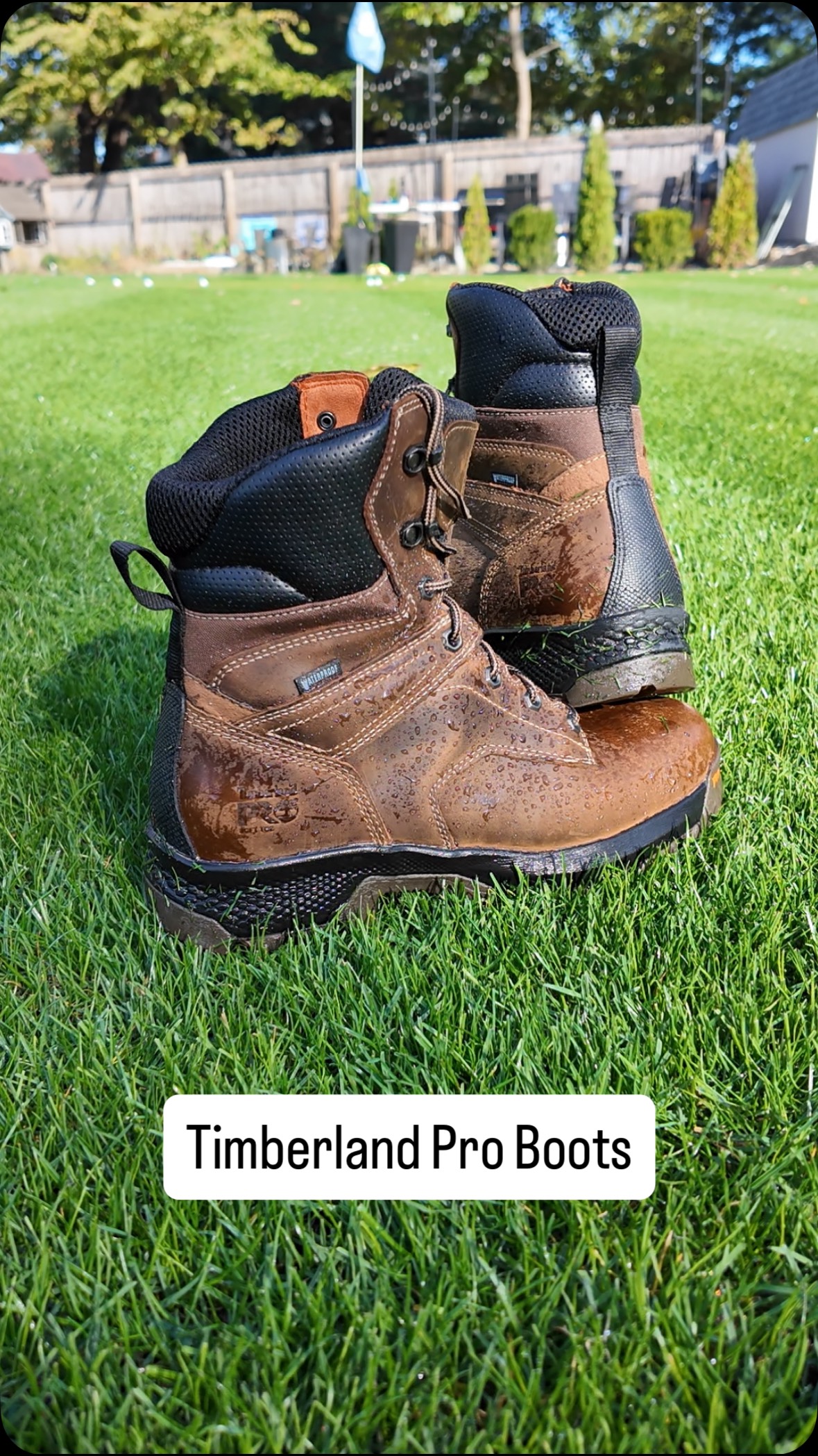 Instagram post by @rootedlawnco for Timberland PRO. Caption reads: [...] & ready for every workday!

These....