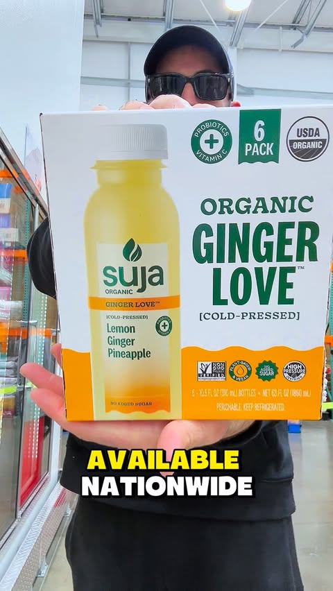 Instagram post by @costcowonders for Suja Organic. Caption reads: Costco just stocked Suja Organic Ginger Love and....