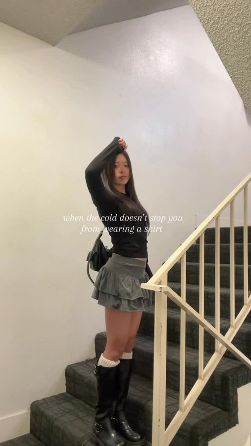 Instagram post by @mollsykae for LEWKIN. Caption reads: the cold never bothered me anyways 🤔

top and....