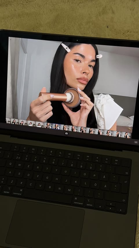 Instagram post by @aishapotter for H&M Beauty. Caption reads: Love a bronzy makeup look for spring @hmbeauty....