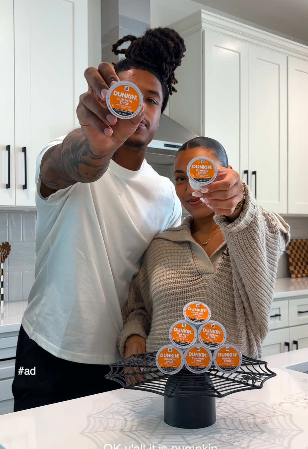 TikTok post by @agandana for Shopdunkin. Caption reads: #ad Excited to be partnering with @Dunkin' Click....