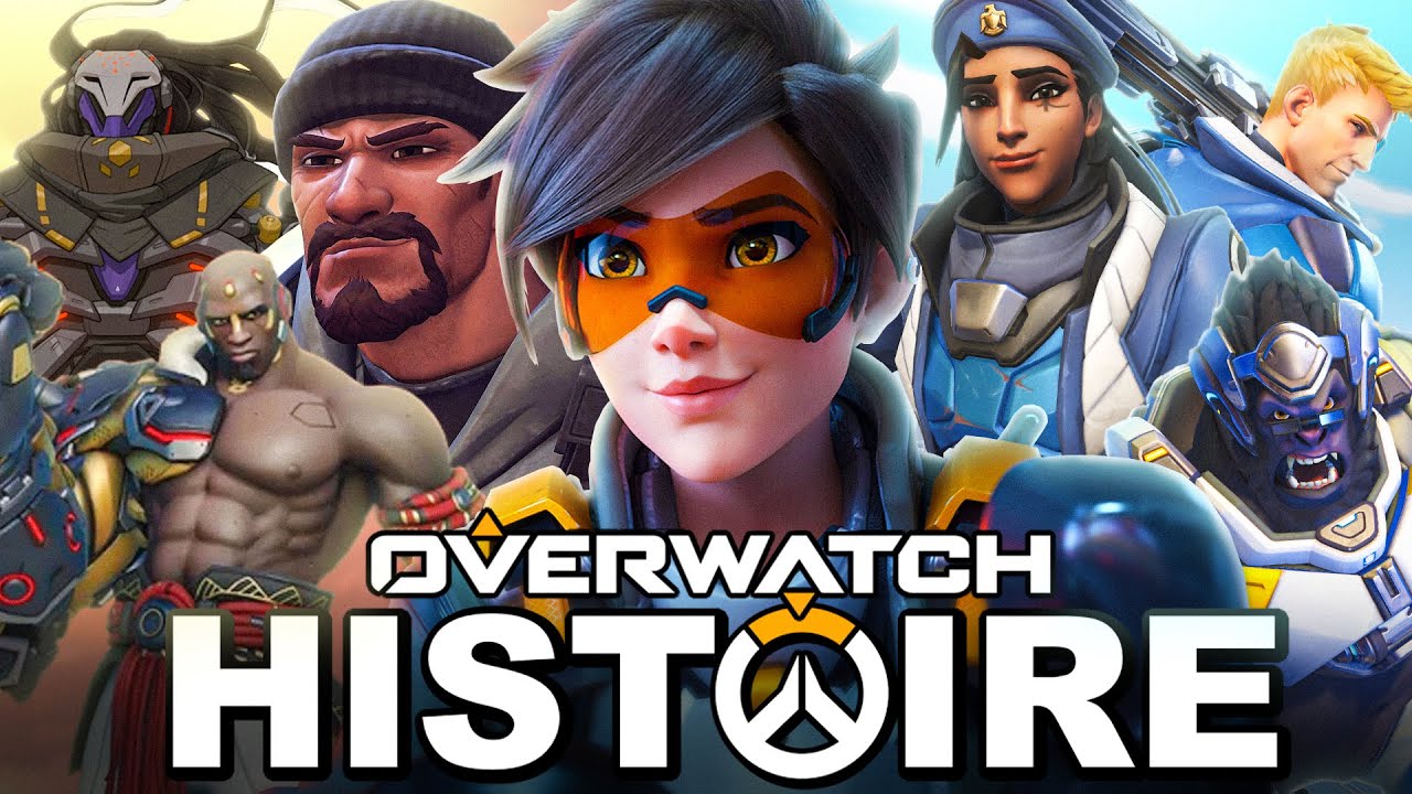 YouTube post by @Peurle for Blizzard ANZ. Caption reads: Toute l'HISTOIRE d'OVERWATCH résumée en 40 minutes.