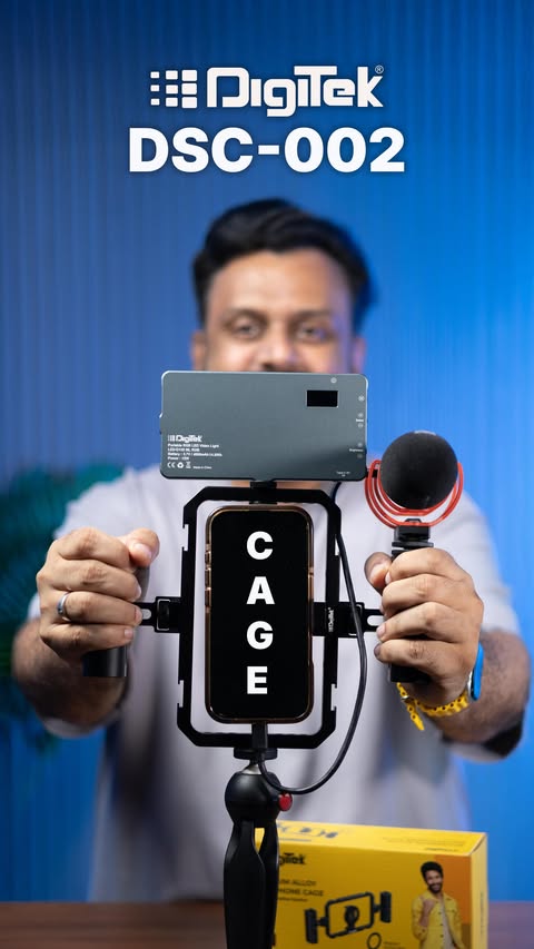 Instagram post by @imdypro for Digitek. Caption reads: Meet the Digitek DSC 002 Smartphone Cage, built....