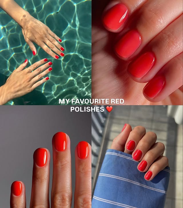 Instagram post by @matejanova for Manucurist. Caption reads: A few of my favourite @manucurist reds 🍒🍎🍅🌶️....