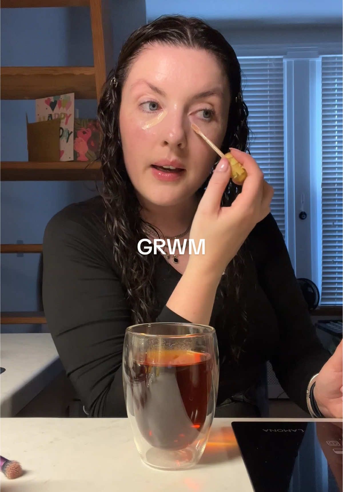 TikTok post by @cynchmakes for Kosas. Caption reads: Has anyone ever done a GRWM with a sweet in their....