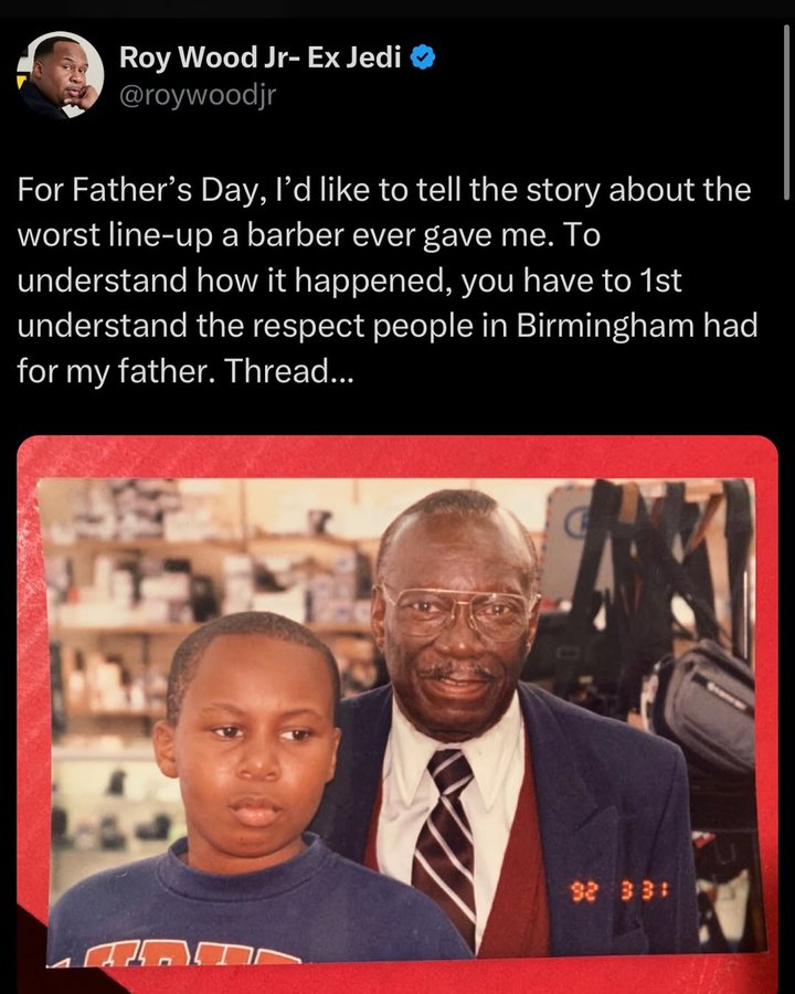 Instagram post by @roywoodjr for Crown Publishing. Caption reads: It takes a village to mess up a hairline.....