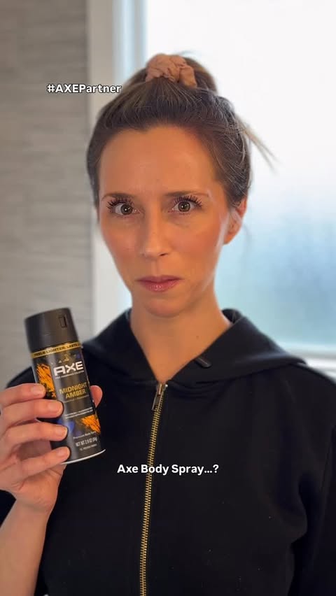 Instagram post by @becky_strasburger for AXE. Caption reads: Axe Body Spray had a Glow-Up! No more cloud [...].
