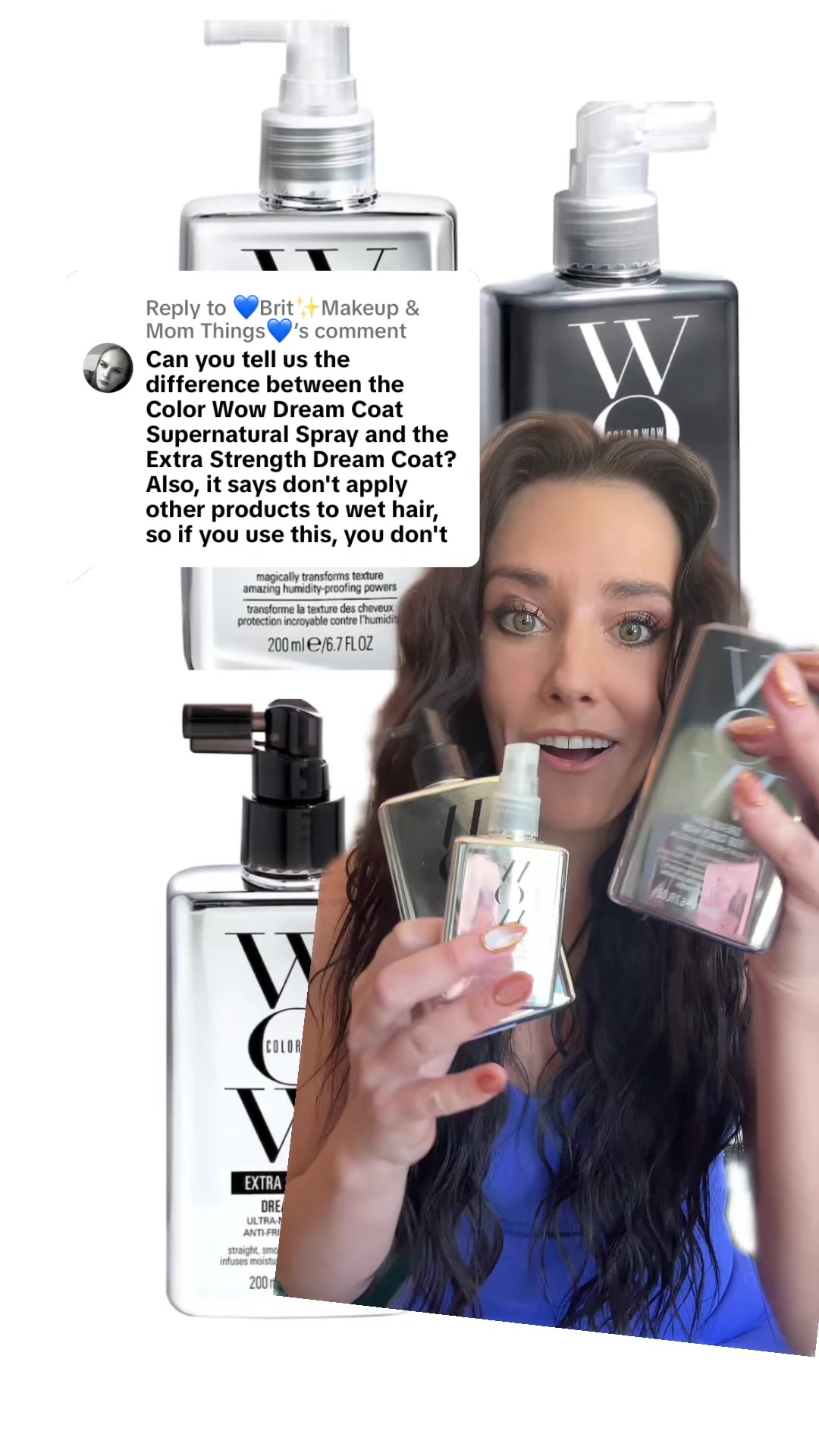 TikTok post by @alexeducatedmess for Color Wow Hair. Caption reads: [...] dive on the finishing products from @Color....