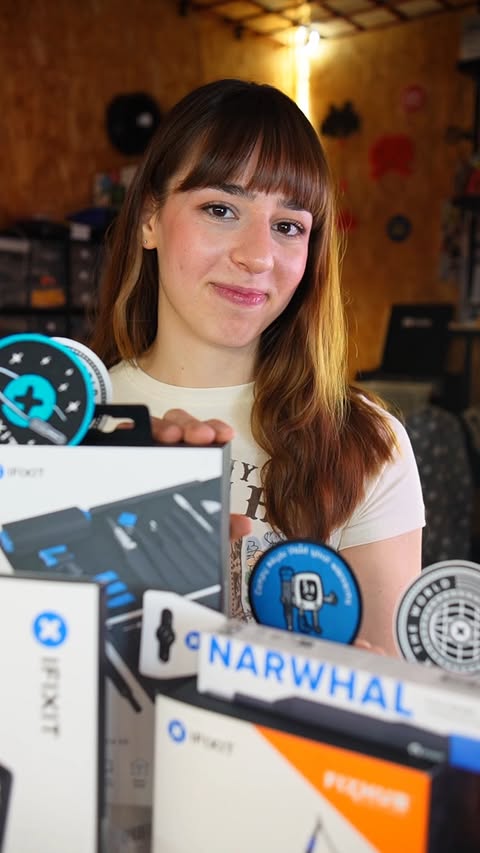 Instagram post by @sayakasdigitalattic for iFixit. Caption reads: [...] parts and repair goodies straight from....