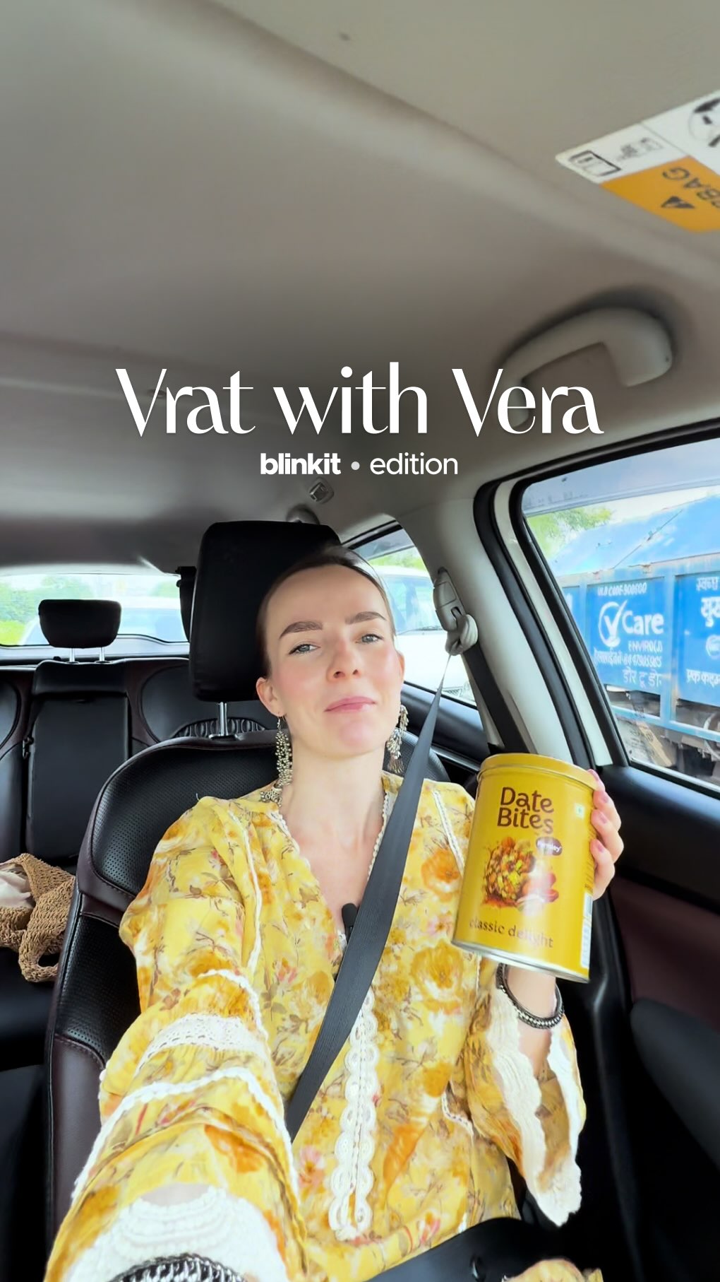 Instagram post by @vera__india for Farmley. Caption reads: Celebrating my very first Navratri in India! 🌸🙏....