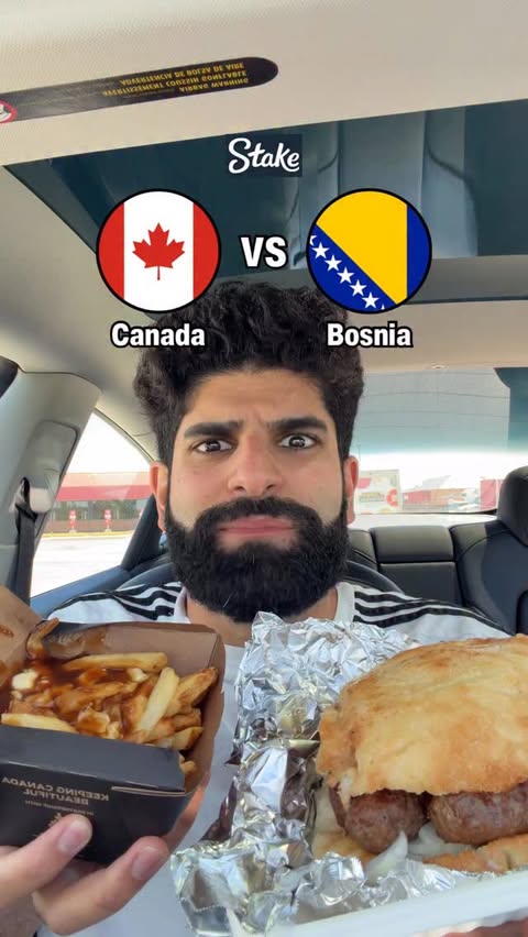 Instagram post by @pushpeksidhu_ for Stake. Caption reads: Canada vs Bosnia @stake #ad.