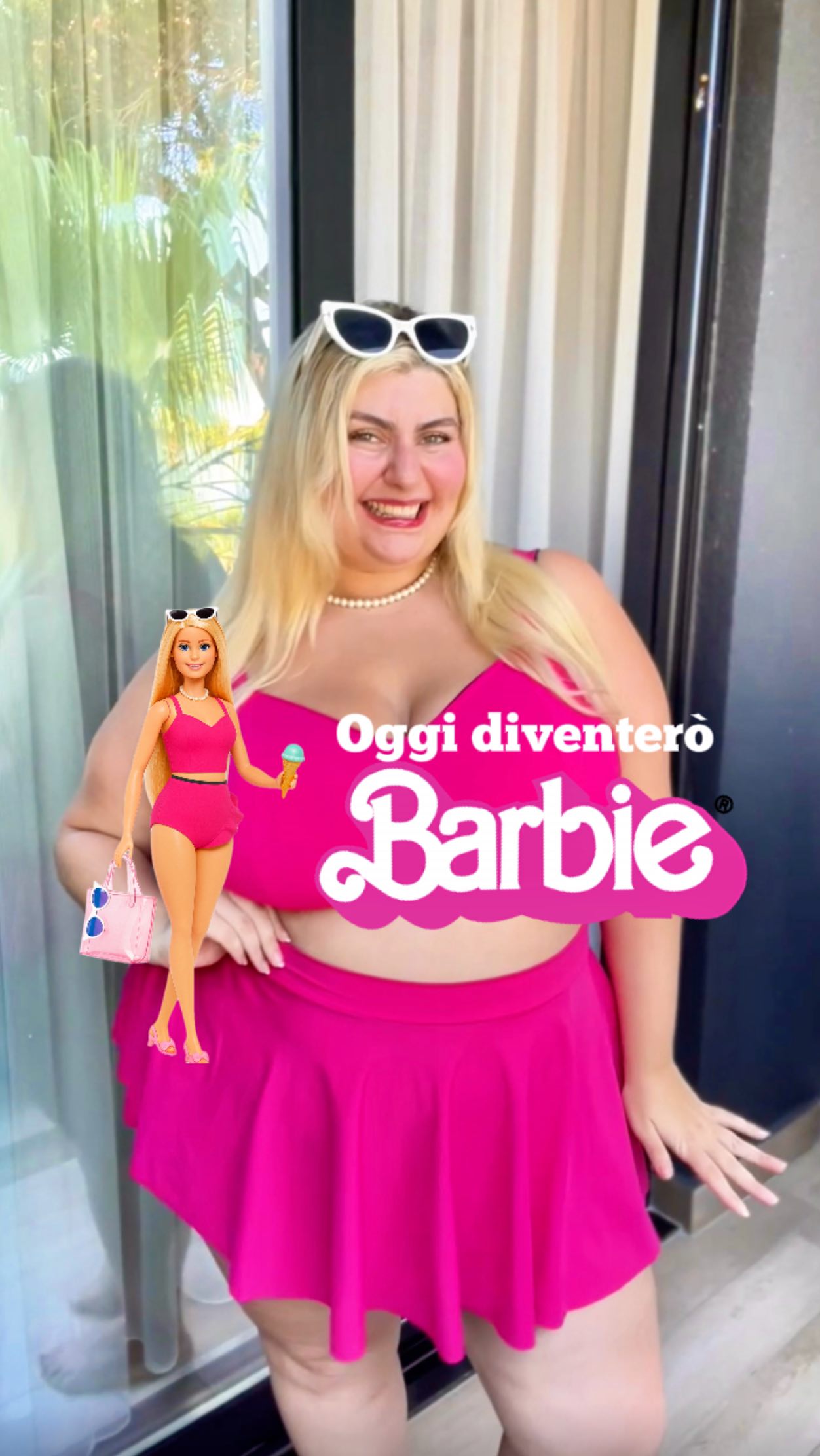 Instagram post by @christinethereal for Overskin. Caption reads: Oggi diventerò una @barbie 💖
#grwm per andare al....