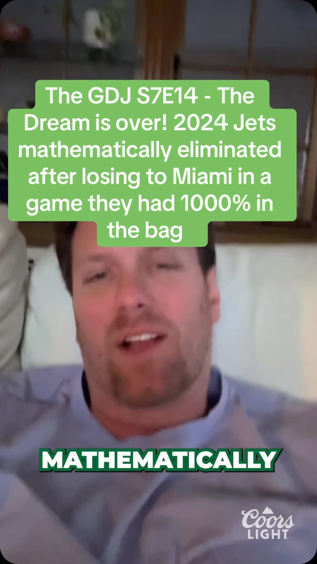 Instagram post by @kfcbarstool for Coors Light. Caption reads: #TheGoddamnJets S7E14 presented by @coorslight -....