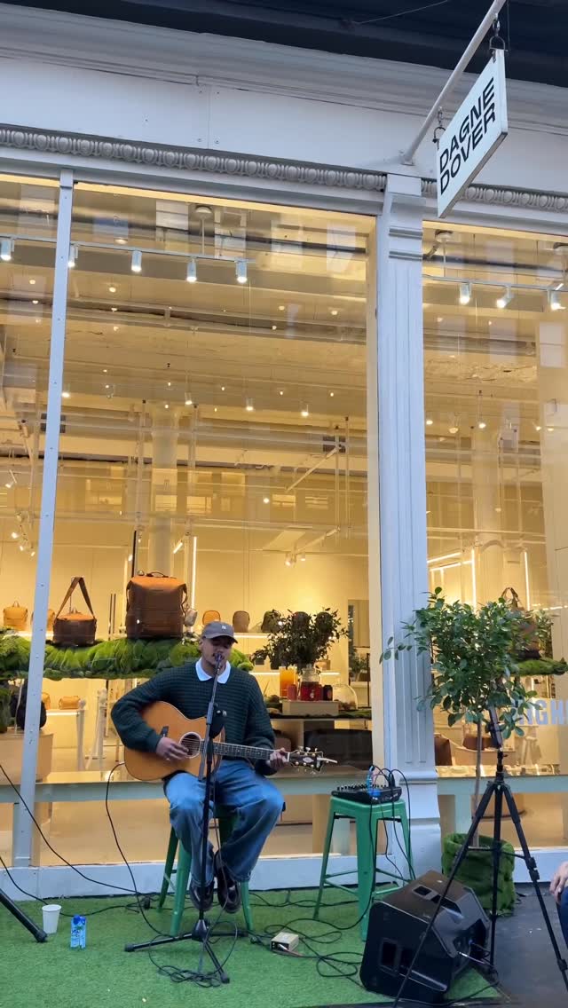 Instagram post by @holdenmcrae for Dagne Dover. Caption reads: We took over the sidewalk with @holdenmcrae. He....